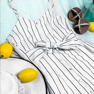 Two Way Wear Striped Midi Length Brunch Dress